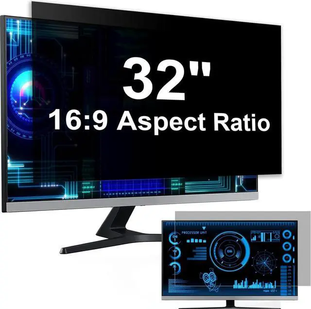 Main image of [2 Pack] 32 Inch Computer Privacy Screen Filter for 16:9 Widescreen Monitor, Removable Eye Protection Anti Glare Blue Light Filter Privacy Shield, Anti Scratch Anti Spy Screen Protector Film 32 In