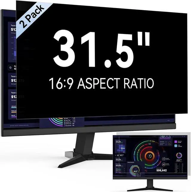 Main image of [2-Pack] 31.5 Inch Computer Privacy Screen Filter for 16:9 Widescreen Monitor, Removable Eye Protection Anti Glare Blue Light Filter Privacy Shield, Anti Spy Screen Protector Film 31.5 In