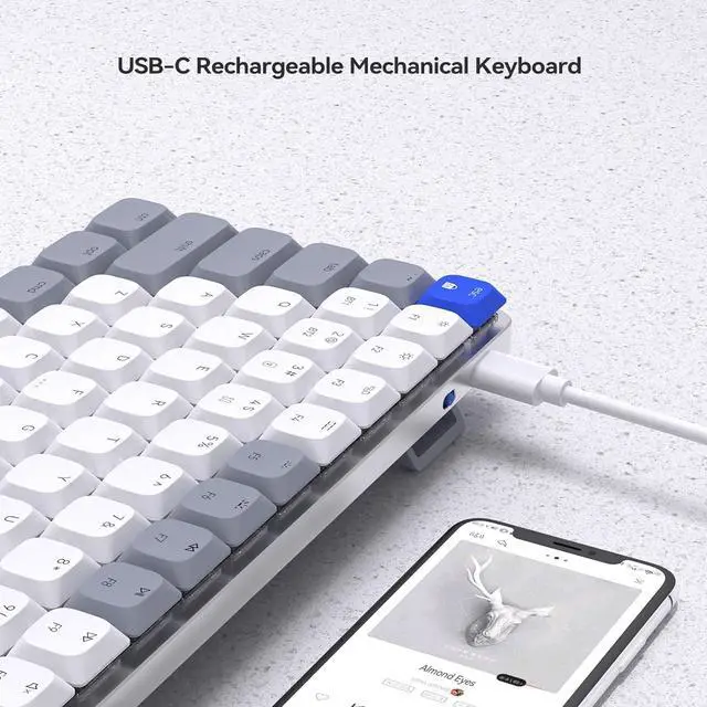Alt view image 7 of 7 - Wireless Bluetooth 75% Mechanical Keyboard: Compact Multi-Device Rechargeable Backlit Gaming Keyboard with 84-Key Layout, Low Profile Brown Switches for Windows/Mac/PC/Laptop