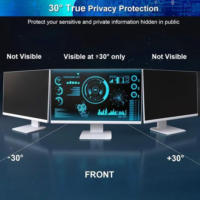Alt view image 2 of 7 - [2 Pack] Computer Privacy Screen 27 Inch for 16:9 Widescreen Monitor, Removable Eye Protection Anti Glare Blue Light Filter, Anti Scratch Computer Monitor Privacy Shield 27 In