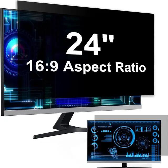 Main image of [2-Pack] 24 Inch Computer Privacy Screen Filter for 16:9 Widescreen Monitor, Removable Eye Protection Anti Glare Blue Light Filter Privacy Shield, Anti Spy Screen Protector Film 24 In