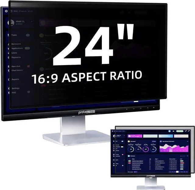 Main image of [2 Pack] 24 Inch Privacy Screen Filter for 16:9 Widescreen Computer Monitor, Removable Eye Protection Anti Glare Blue Light Filter Privacy Shield, Upgraded Anti Spy Privacy Screen Protector Film 24 In