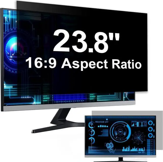 Main image of [2-Pack] 23.8 Inch Computer Privacy Screen Filter for 16:9 Widescreen Monitor, Removable Eye Protection Anti Glare Blue Light Filter Privacy Shield, Anti Scratch Anti Spy Screen Protector Film 23.8 In