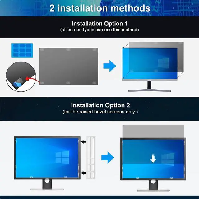 Alt view image 6 of 7 - [2-Pack] 23.6 Inch Computer Privacy Screen Filter for 16:9 Widescreen Monitor, Removable Eye Protection Anti Glare Blue Light Filter Privacy Shield, Anti Scratch Anti Spy Screen Protector Film 23.6 In
