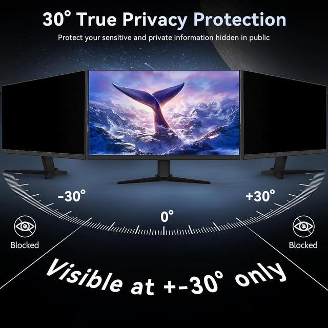 Alt view image 2 of 7 - [2-Pack] 23 Inch Computer Privacy Screen Filter for 16:9 Widescreen Monitor, Removable Eye Protection Anti Glare Blue Light Filter Privacy Shield, Anti Scratch Anti Spy Screen Protector Film 23 In