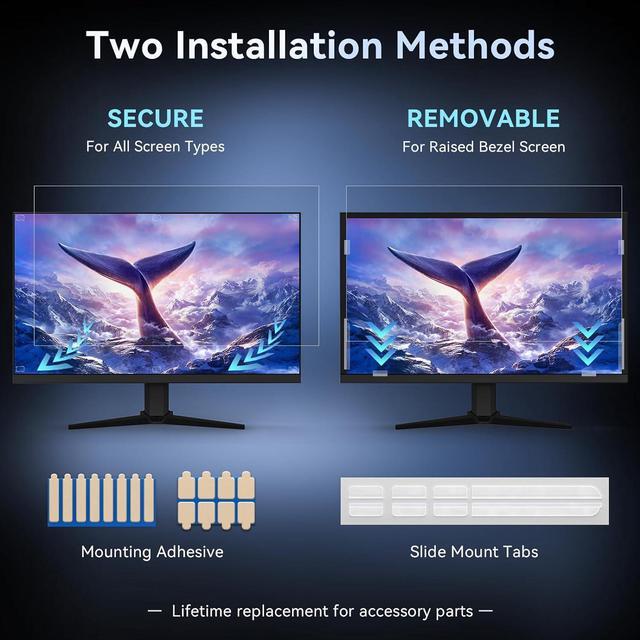 Alt view image 6 of 7 - [2-Pack] 23 Inch Computer Privacy Screen Filter for 16:9 Widescreen Monitor, Removable Eye Protection Anti Glare Blue Light Filter Privacy Shield, Anti Scratch Anti Spy Screen Protector Film 23 In