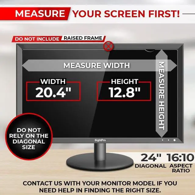 Alt view image 2 of 7 - 24 Inch 16:10 Computer Privacy Screen Filter for Monitor - Privacy Shield and Anti-Glare Protector