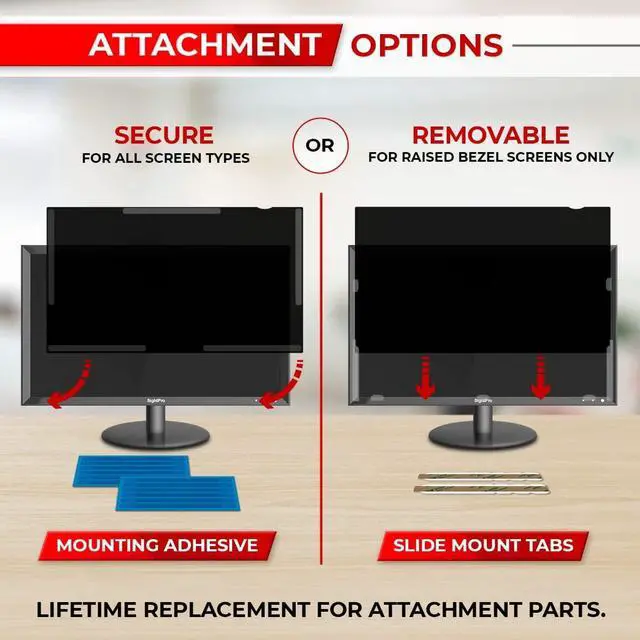 Alt view image 5 of 7 - 24 Inch 16:10 Computer Privacy Screen Filter for Monitor - Privacy Shield and Anti-Glare Protector