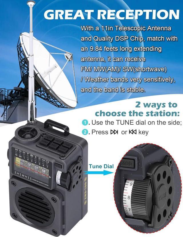 Alt view image 3 of 7 - Shortwave Radio with Bluetooth, Portable Radio with Sleep Timer, Weather AM FM Shortwave Radios with Best Sound, Retro Analog Tuner with Preset, Rechargeable MP3 Player Support MicroSD Card