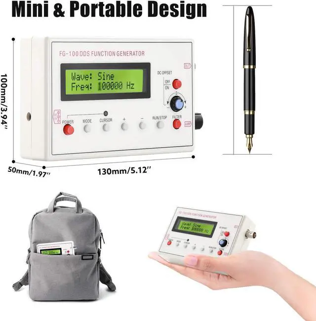 Alt view image 6 of 7 - 1HZ-500KHZ DDS Functional Signal Generator, Seesii DDS Function Low Frequency Signal Generator Sine/Triangle/Square/Sawtooth Waveform