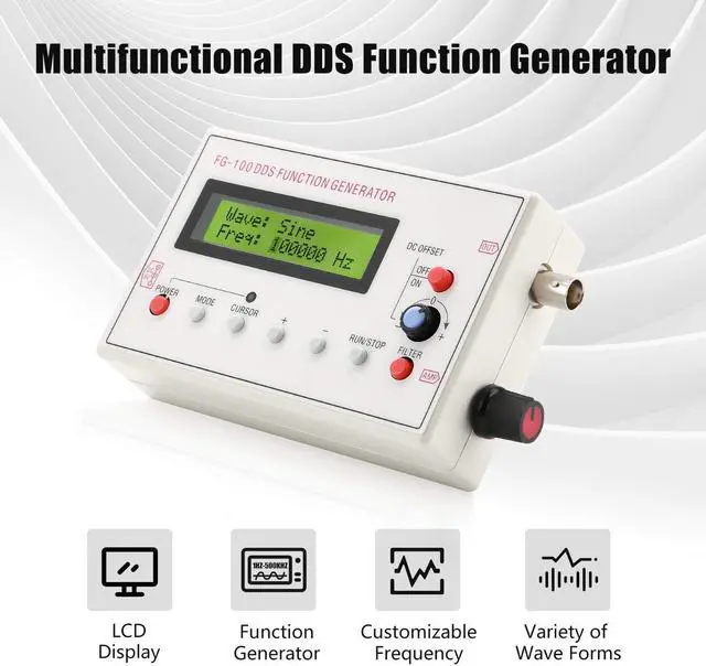 Alt view image 2 of 7 - 1HZ-500KHZ DDS Functional Signal Generator, Seesii DDS Function Low Frequency Signal Generator Sine/Triangle/Square/Sawtooth Waveform