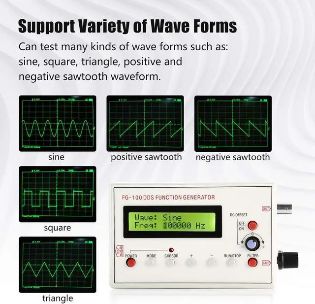 Alt view image 3 of 7 - 1HZ-500KHZ DDS Functional Signal Generator, Seesii DDS Function Low Frequency Signal Generator Sine/Triangle/Square/Sawtooth Waveform