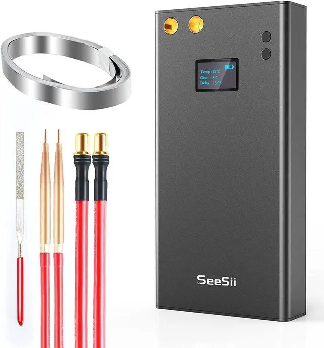 Main image of Portable Spot Welder with LCD Screen, Seesii 80 Gears Adjustable Mini DIY Battery Spot Welder for Battery Plate Welding, Built-in 7500ma-h Battery, Nickel Strip & USB Charging Cable