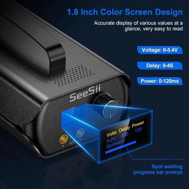 Alt view image 4 of 7 - Spot Welder, Seesii Farad Capacitor Battery Spot Welder 3000F 120 Gears Adjustable Capacitor Energy Storage Portable Spot Welder, Support 0.1-0.3mm Nickel Strip Spot Welding for Battery Pack Making