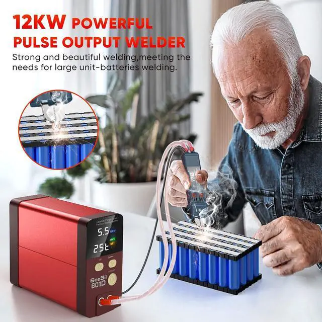 Alt view image 2 of 7 - SeeSii Spot Welder, 12KW Capacitor Energy Storage Pulse Battery Spot Welder with 73B Welding Pen, Support 2 Welding Modes Enhanced 0.1-0.3mm Nickel Strip for DIY & Industrial Spot Welding