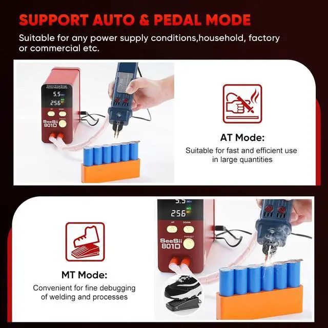 Alt view image 5 of 7 - SeeSii Spot Welder, 12KW Capacitor Energy Storage Pulse Battery Spot Welder with 73B Welding Pen, Support 2 Welding Modes Enhanced 0.1-0.3mm Nickel Strip for DIY & Industrial Spot Welding