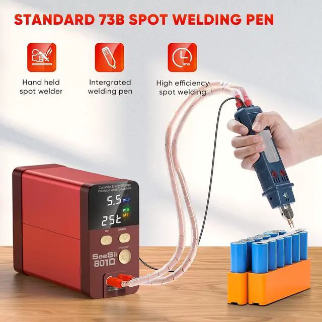 Alt view image 6 of 7 - SeeSii Spot Welder, 12KW Capacitor Energy Storage Pulse Battery Spot Welder with 73B Welding Pen, Support 2 Welding Modes Enhanced 0.1-0.3mm Nickel Strip for DIY & Industrial Spot Welding