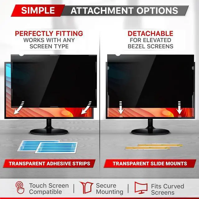 Alt view image 6 of 7 - 28 Inch Computer Privacy Screen Filter for 16:9 Widescreen Computer Monitor and Laptop - Anti-Glare - Anti-Scratch Protector Film - Data Confidentiality Shield