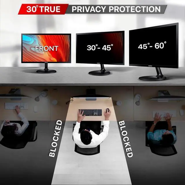 Alt view image 2 of 7 - 28 Inch Computer Privacy Screen Filter for 16:9 Widescreen Computer Monitor and Laptop - Anti-Glare - Anti-Scratch Protector Film - Data Confidentiality Shield