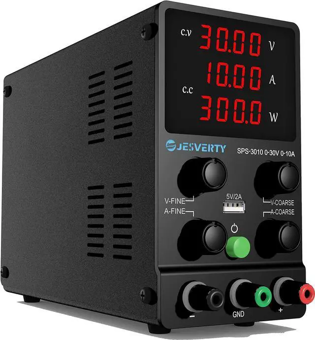 Main image of DC Power Supply Variable, 0-30V 0-10A Adjustable Switching DC Regulated Bench Power Supply with High Precision 4-Digit LED Display, 5V/2A USB Port, Coarse and Fine Adjustment