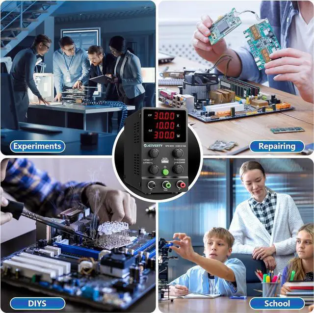 Alt view image 6 of 6 - DC Power Supply Variable, 0-30V 0-10A Adjustable Switching DC Regulated Bench Power Supply with High Precision 4-Digit LED Display, 5V/2A USB Port, Coarse and Fine Adjustment