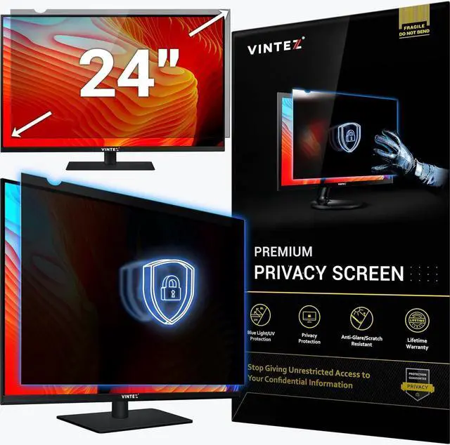 Main image of 24 Inch Computer Privacy Screen Filter for 16:10 Widescreen Computer Monitor and Laptop - Anti-Glare - Anti-Scratch Protector Film - Data Confidentiality Shield