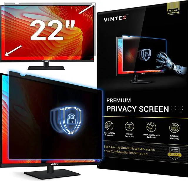 Main image of 22 Inch Computer Privacy Screen Filter for 16:10 Widescreen Computer Monitor and Laptop - Anti-Glare - Anti-Scratch Protector Film - Data Confidentiality Shield
