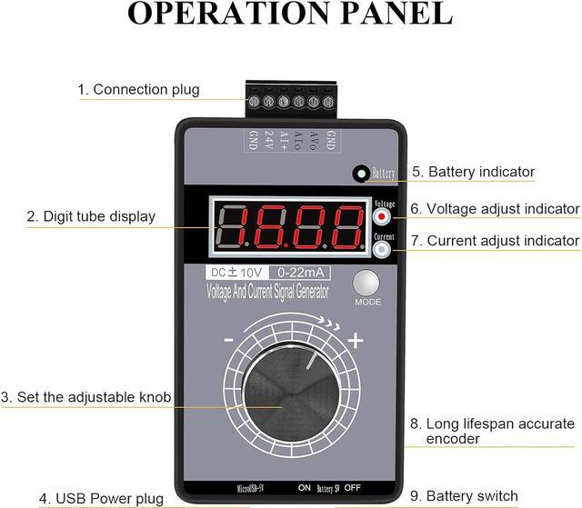 Alt view image 5 of 7 - DC 0-10V 0/4-20mA Current Voltage Signal Generator, Built-in Battery Power Supply Interface Analog Simulator, Adjustable 4-Digit Display, for PLC, Panel Debugging, Device Testing