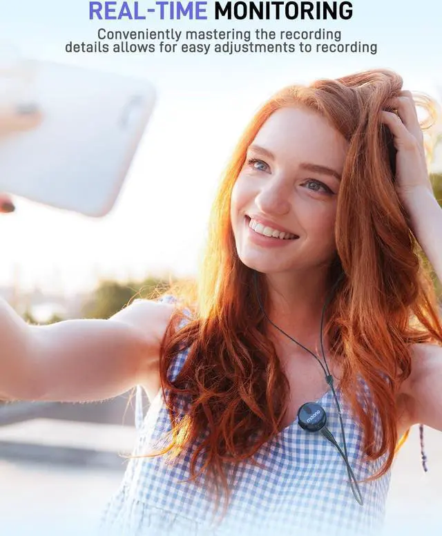 Alt view image 7 of 7 - MAONO Wireless Lavalier Microphone for iPhone 15 & Android, USB C Wireless Lapel Mic with Noise Reduction, Real-time Monitor, Mic Gain, for TikTok, Youtube, Vlogging, Live Streaming & Interview