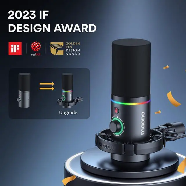 Alt view image 2 of 7 - MAONO XLR/USB Dynamic Microphone, RGB Podcast Mic with Software for Streaming, Gaming, Recording, Voice-Over, Metal Microphone with Mute, Headphone Jack, Gain Knob & Volume Control