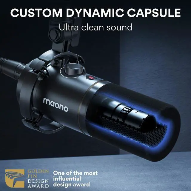 Alt view image 5 of 7 - MAONO XLR/USB Dynamic Microphone, RGB Podcast Mic with Software for Streaming, Gaming, Recording, Voice-Over, Metal Microphone with Mute, Headphone Jack, Gain Knob & Volume Control