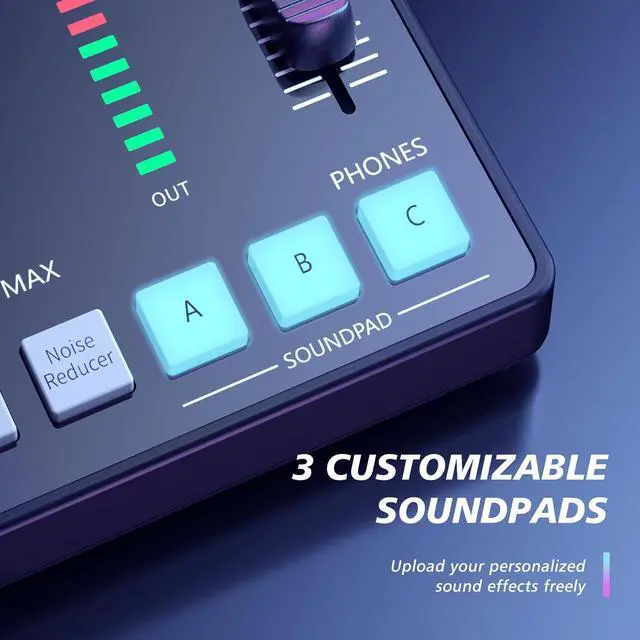 Alt view image 7 of 7 - MAONO Streaming Audio Mixer, Audio Interface and XLR Condenser Microphone with Pro-preamp, Bluetooth, Built-in Battery, 48V Phantom Power for Live Streaming, Podcast Recording MaonoCaster AMC2A NEO