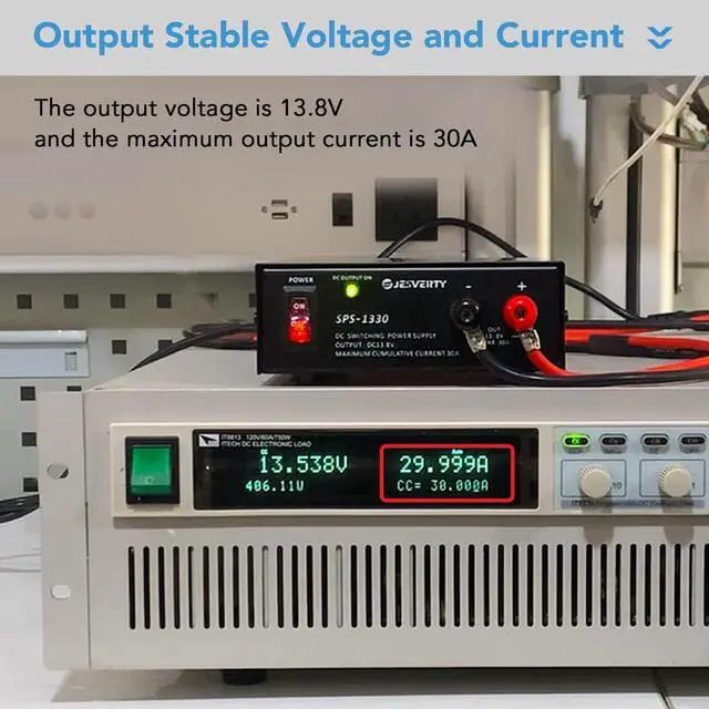 Alt view image 7 of 7 - Universal Compact Bench Power Supply - 30 Amp Regulated Home Lab Benchtop AC-to-DC Converter for CB/HAM/Amateur Radio with 13.8V Fixed OutputScrew-Type Terminals, Cooling Fan - SPS-1330