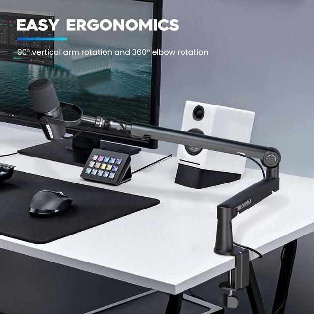 Alt view image 4 of 7 - Microphone Boom Arm, Low Profile Mic Stand with Cable Management,Desk Clamp, Versatile Mounting, All-Metal and Fully Adjustable Mic Arm for Streaming, Gaming, Home Office,Universal