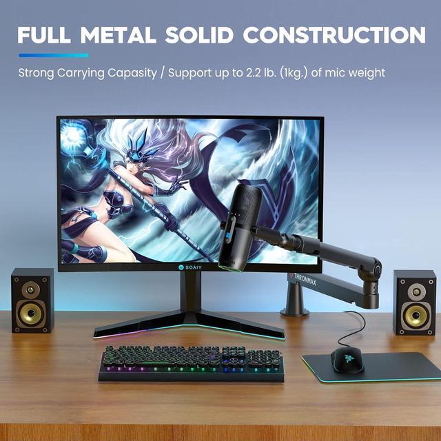 Alt view image 7 of 7 - Microphone Boom Arm, Low Profile Mic Stand with Cable Management,Desk Clamp, Versatile Mounting, All-Metal and Fully Adjustable Mic Arm for Streaming, Gaming, Home Office,Universal