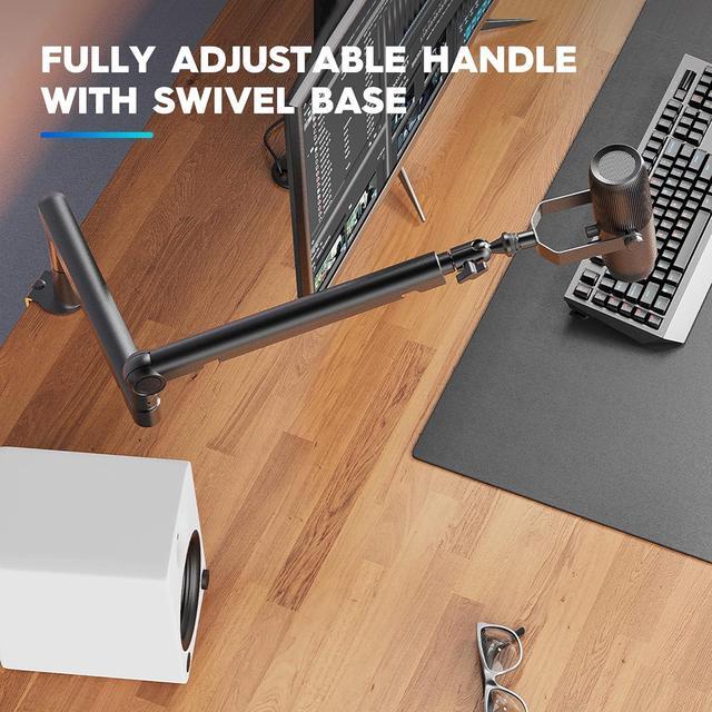 Alt view image 3 of 7 - Microphone Boom Arm, Low Profile Mic Stand with Cable Management,Desk Clamp, Versatile Mounting, All-Metal and Fully Adjustable Mic Arm for Streaming, Gaming, Home Office,Universal