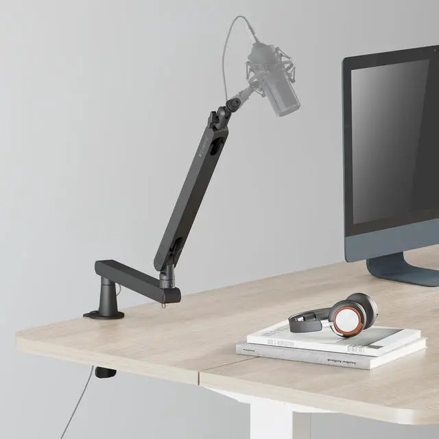Alt view image 7 of 7 - Low Profile Microphone Boom Arm, 360° Rotatable Mic Stand, Low Profile Microphone arm for streaming with Built-in Cable Management, Professional Microphone Holder, Mic Boom Arm Black