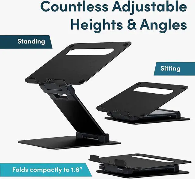 Alt view image 3 of 5 - Ergonomic Laptop Stand For Desk, Adjustable Height Up To 20", Laptop Riser Computer Stand For Laptop, Portable Laptop Stands, Fits All MacBook, Laptops 10 15 17 Inches, Pulpit Laptop Holder Desk Stand