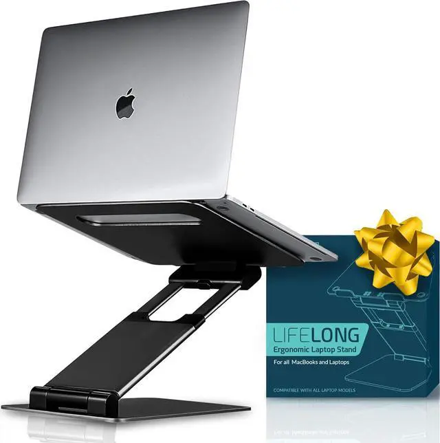 Main image of Ergonomic Laptop Stand For Desk, Adjustable Height Up To 20", Laptop Riser Computer Stand For Laptop, Portable Laptop Stands, Fits All MacBook, Laptops 10 15 17 Inches, Pulpit Laptop Holder Desk Stand