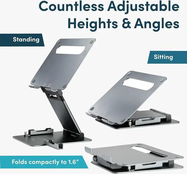 Alt view image 3 of 5 - Ergonomic Laptop Stand for Desk, Adjustable Height up to 20", Laptop Riser Computer Pulpit Stand for Laptop, Portable Laptop Stands, Fits MacBook, Laptops 10 15 17 inches Laptop Holder and Laptop Desk