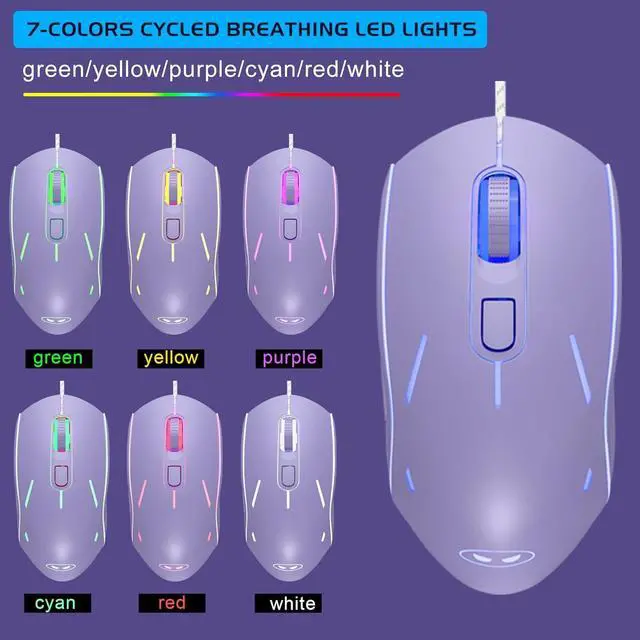 Alt view image 6 of 7 - Gaming Keyboard and Mouse Combo, K1 RGB LED Backlit Keyboard with 104 Key Computer PC Gaming Keyboard for PC/Laptop (Purple)