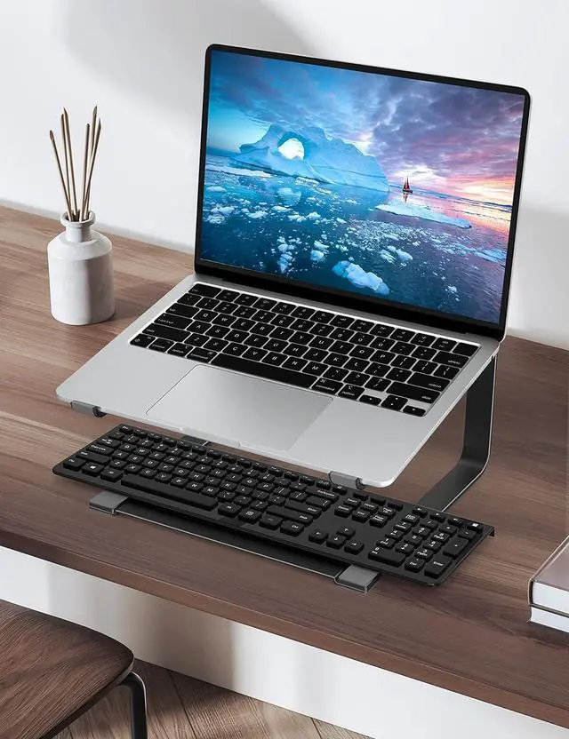 Alt view image 6 of 7 - Laptop Stand for Desk, Metal Computer Riser, Heavy Stable PC Holder, Ergonomic Laptops Elevator for 12 to 17.3 Inches Notebook Computer