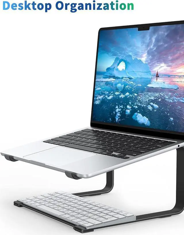 Alt view image 3 of 7 - Laptop Stand for Desk, Metal Computer Riser, Heavy Stable PC Holder, Ergonomic Laptops Elevator for 12 to 17.3 Inches Notebook Computer