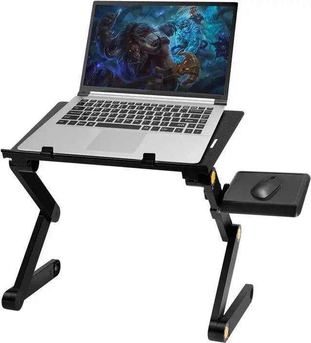 Alt view image 2 of 7 - Adjustable Laptop Stand, Uten Laptop Desk for up to 17" Laptops, Portable Laptop Table Stand for with 1 Strengthened CPU Fans, Detachable Mouse Pad, Ergonomic Lap Desk, Office Stands(Black)