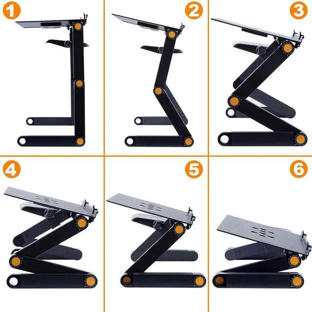 Alt view image 7 of 7 - Adjustable Laptop Stand, Uten Laptop Desk for up to 17" Laptops, Portable Laptop Table Stand for with 1 Strengthened CPU Fans, Detachable Mouse Pad, Ergonomic Lap Desk, Office Stands(Black)