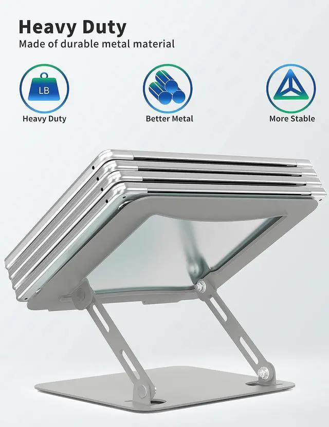 Alt view image 5 of 7 - Laptop Stand for Desk, Portable Adjustable Laptop Riser, Ergonomic Design Computer Holder, Metal Laptop Mount Elevator Compatible with 10 to 15.6 Inches PC Computer, Grey