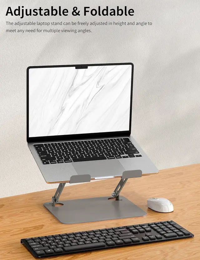 Alt view image 2 of 7 - Laptop Stand for Desk, Portable Adjustable Laptop Riser, Ergonomic Design Computer Holder, Metal Laptop Mount Elevator Compatible with 10 to 15.6 Inches PC Computer, Grey