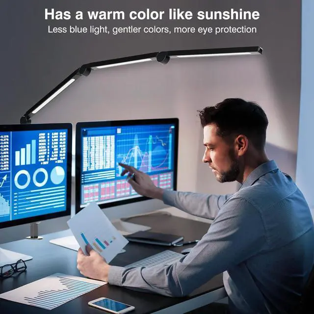 Alt view image 3 of 7 - LED Desk Lamp with Clip, Multi-Angle Flexible 4-Segment 3-Light Source Office Desk Lamp, Clip-on Eye-Care 4 Color Temperature Modes&5 Brightness, Table Lamp for Home Office Studio Study Nail