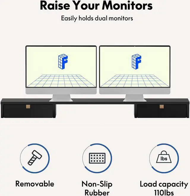 Alt view image 5 of 6 - Electric Standing Desk with Drawer, Solid One-Piece Adjustable Height Desk with Storage Shelf, Ergonomic Monitor Stand for Computer Laptop (Black Frame/Black Top, 55 inch)