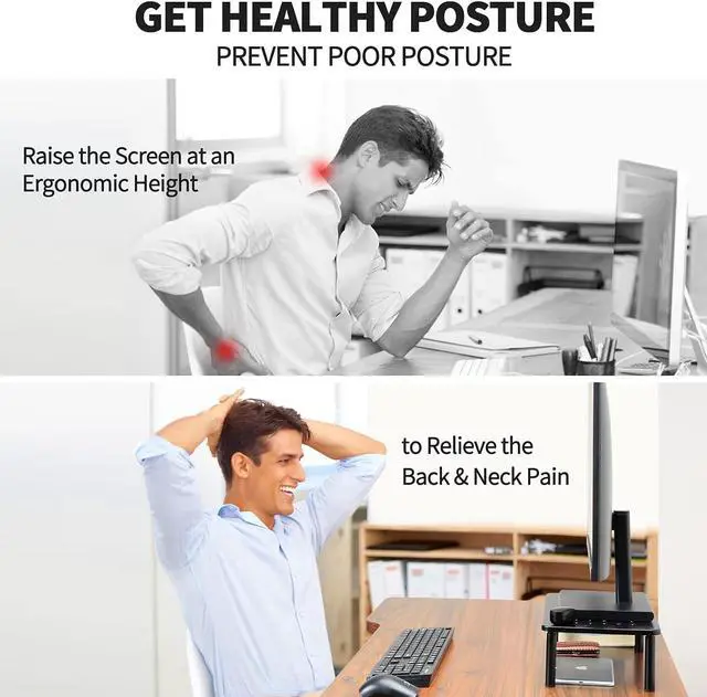 Alt view image 7 of 7 - 2 Pack Monitor Stand , 3 Height Adjustable Stand with Unique Star Mesh for Computer, Laptop, Printer, Notebook, iMac, Premium Metal Monitor Risers for 2 Monitors